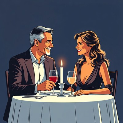 Couple enjoying candlelit dinner