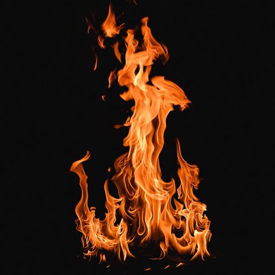 Burning Flames on Black Background