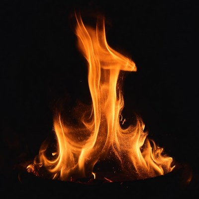 Burning Flames in Dark Background