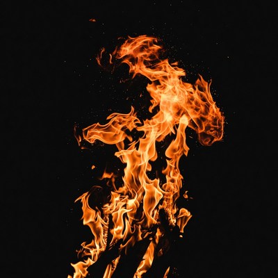 Fiery Flames on Black Background