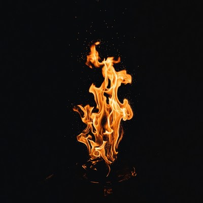 Burning Flames on Black Background