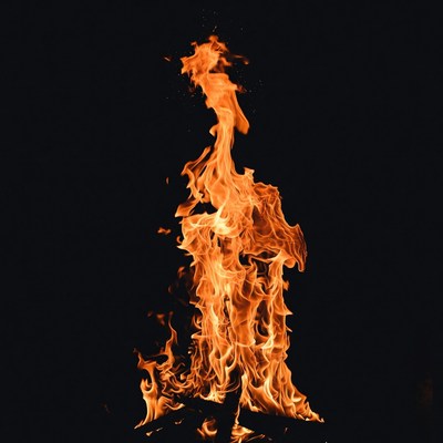 Bright orange flames on black background