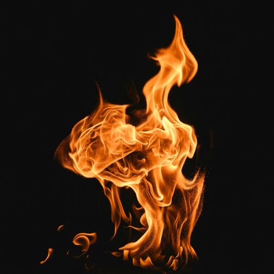 Burning Flame on Black Background
