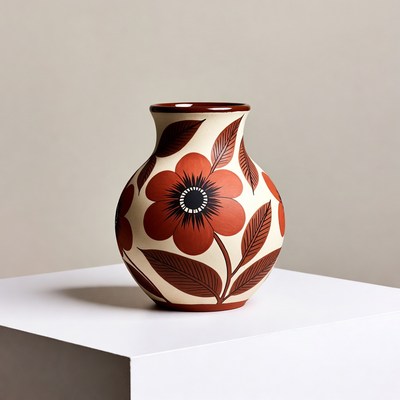 Red Flower Ceramic Vase