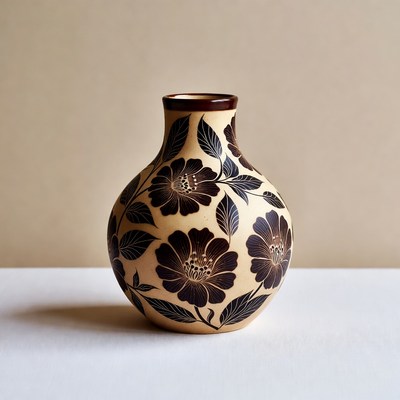 Floral Ceramic Vase on Table