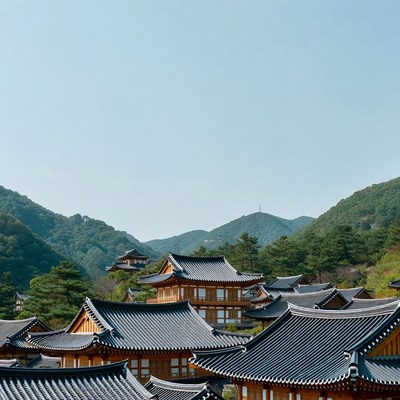 Korean Temple Complex in Mountains