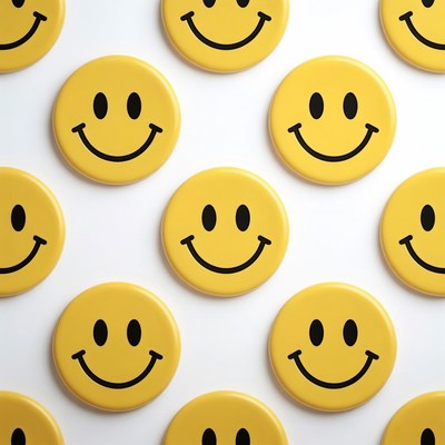 Yellow Smiley Faces on White Background