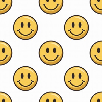 Yellow Smiley Faces Seamless Pattern
