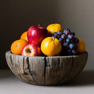 Fruit Bowl with Apples Oranges Grapes