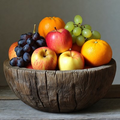 Fruit Bowl with Apples Oranges Grapes