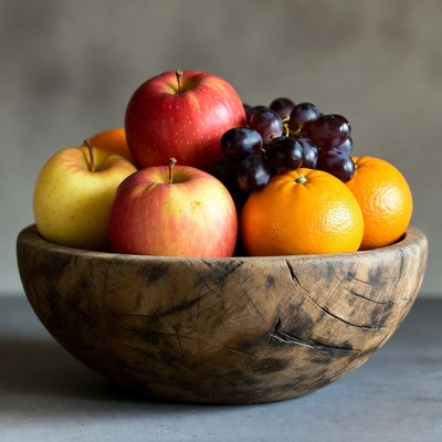 Fruit Bowl with Apples Oranges Grapes