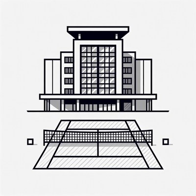 Tennis Court Building Illustration