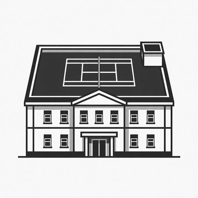 Tennis Court Building Illustration