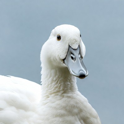 White duck close-up portrait