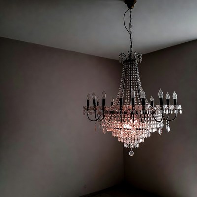 Crystal Chandelier Hanging in Corner