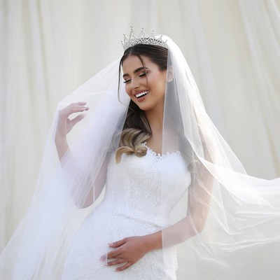 Bride with tiara and flowing veil