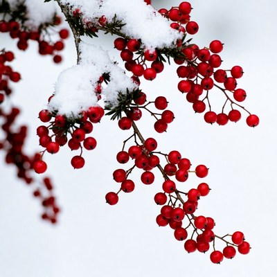 Red Berries Covered in Snow