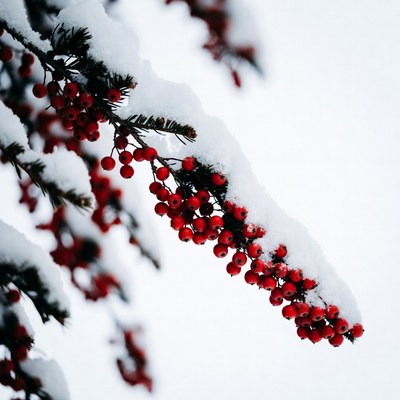 Red Berries Covered in Snow