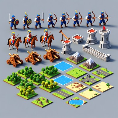 Voxel Medieval Army and Terrain Tileset