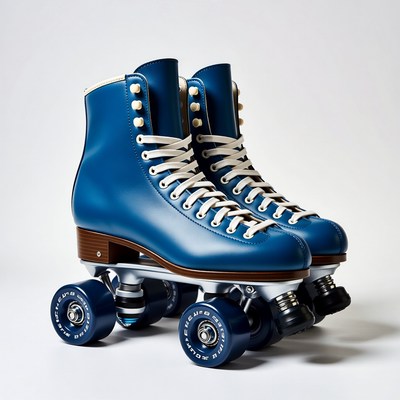 Blue Leather Roller Skates