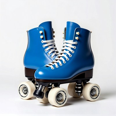 Blue Roller Skates on White Background