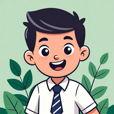 Smiling boy in shirt and tie with leaves