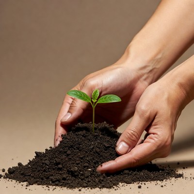 Hands Holding Young Green Sprout