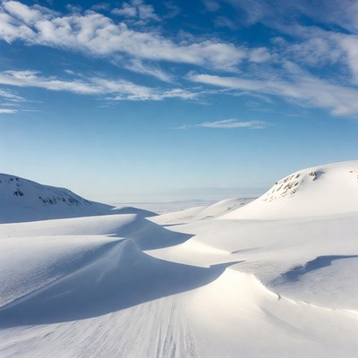 Snowy Mountains Under Blue Sky