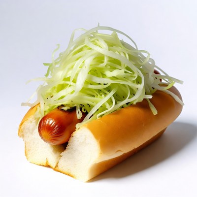 Hot dog with shredded cabbage