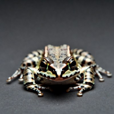 Green Tree Frog on Black Background