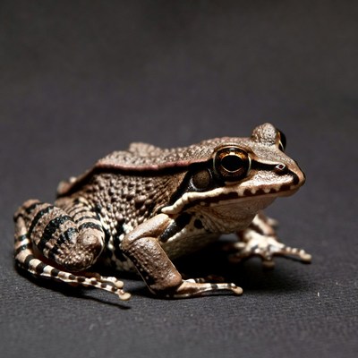 Brown tree frog on black background