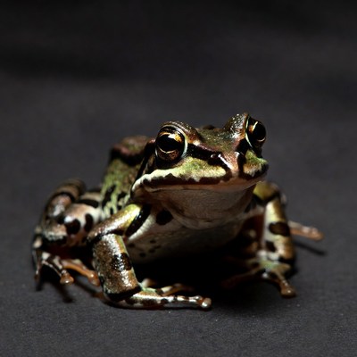 Green Tree Frog on Black Background