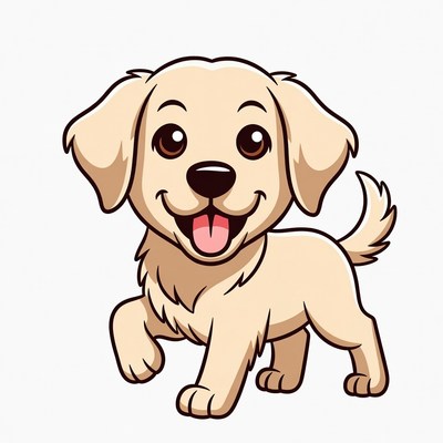 Cute cartoon golden retriever puppy