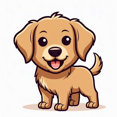Cute cartoon golden retriever puppy