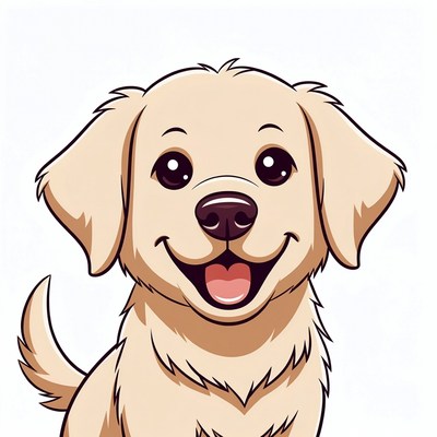Cute smiling golden retriever puppy illustration