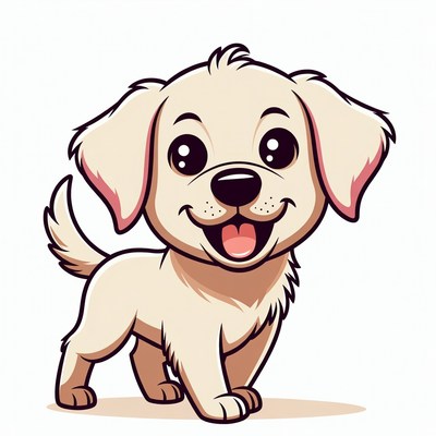 Cute cartoon golden retriever puppy