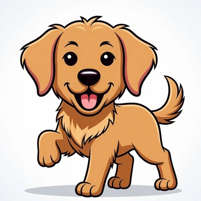 Cute cartoon golden retriever puppy