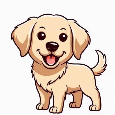 Cute cartoon golden retriever puppy