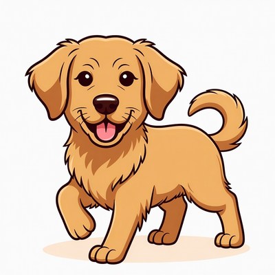 Cute Golden Retriever Puppy Illustration
