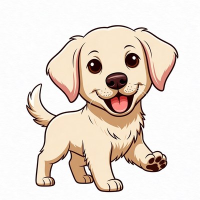 Cute cartoon golden retriever puppy