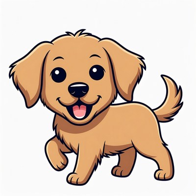 Cute golden retriever puppy illustration