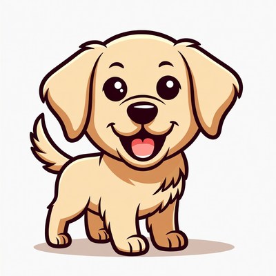 Cute cartoon golden retriever puppy