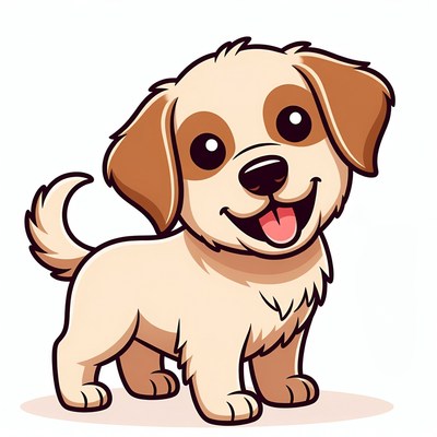 Cute cartoon puppy smiling