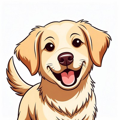 Smiling Golden Retriever Puppy Illustration