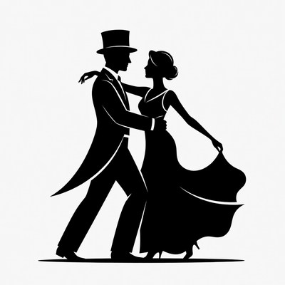 Silhouette couple dancing ballroom