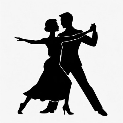 Silhouette couple dancing ballroom