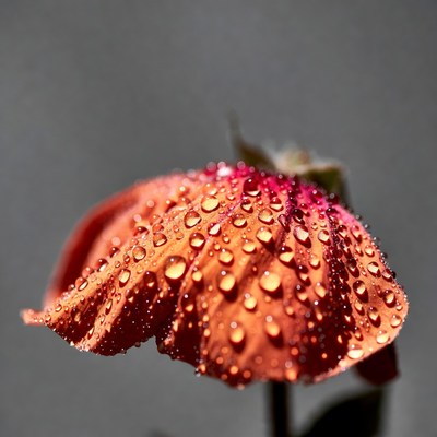 Orange Dahlia Flower with Dew Drops