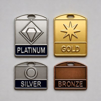 Platinum Gold Silver Bronze Badges