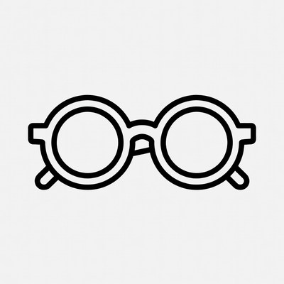 Round Black Line Glasses Icon