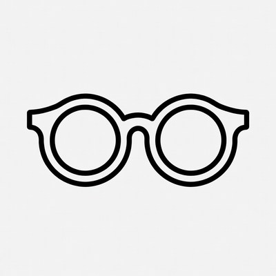 Black line art eyeglasses